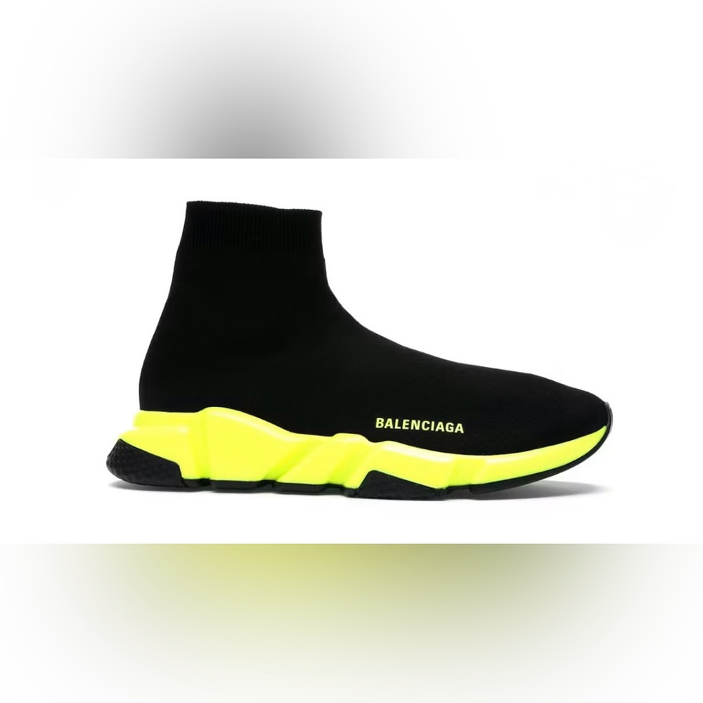 Balenciaga Men's Speed Knit Neon Sole Sneakers